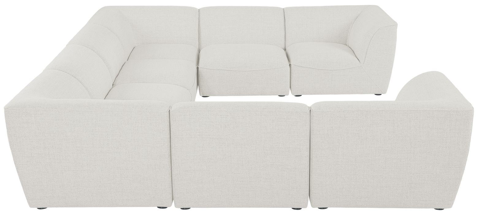 Meridian Furniture - Miramar 142" Cream Linen Textured Fabric Upholstered 8pc. Sectional - 683Cream-Sec8A - GreatFurnitureDeal