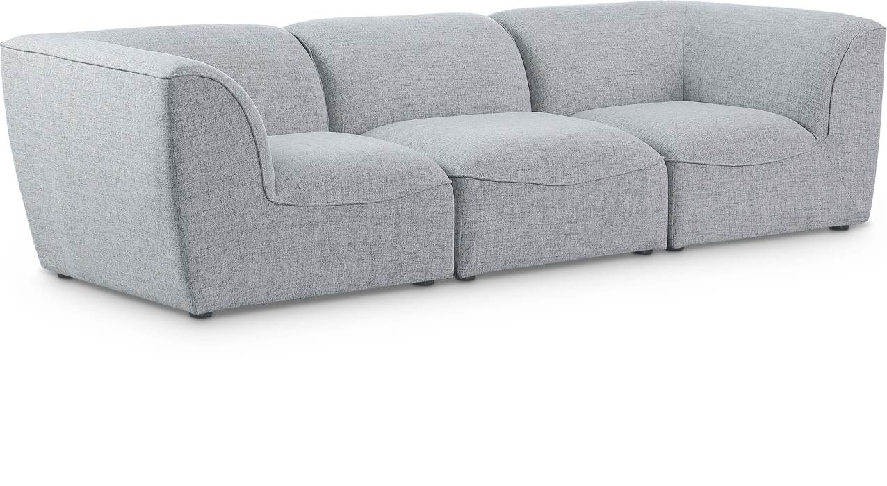 Meridian Furniture - Miramar 109" Grey Linen Textured Fabric Upholstered 3pc. Sofa - 683Grey-S109 - GreatFurnitureDeal