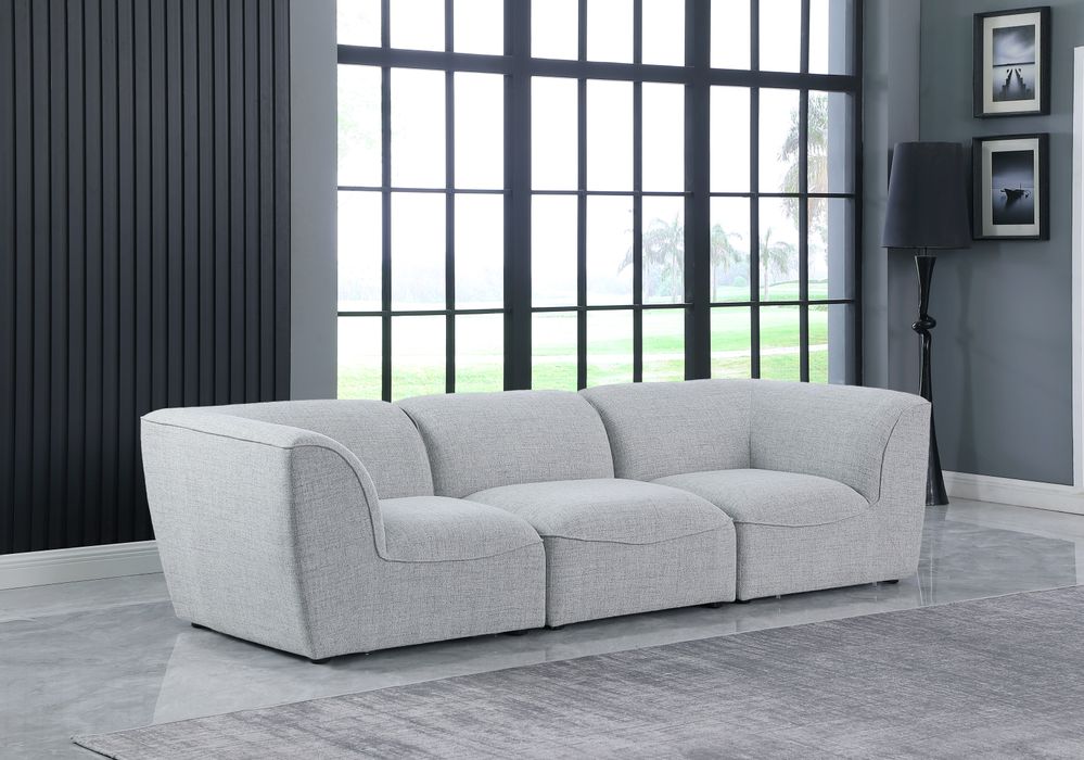 Meridian Furniture - Miramar 109" Grey Linen Textured Fabric Upholstered 3pc. Sofa - 683Grey-S109 - GreatFurnitureDeal