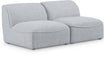 Meridian Furniture - Miramar 66" Grey Linen Textured Fabric Upholstered 2pc. Armless Loveseat - 683Grey-S66 - GreatFurnitureDeal