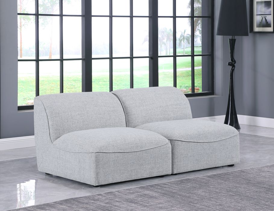 Meridian Furniture - Miramar 66" Grey Linen Textured Fabric Upholstered 2pc. Armless Loveseat - 683Grey-S66 - GreatFurnitureDeal