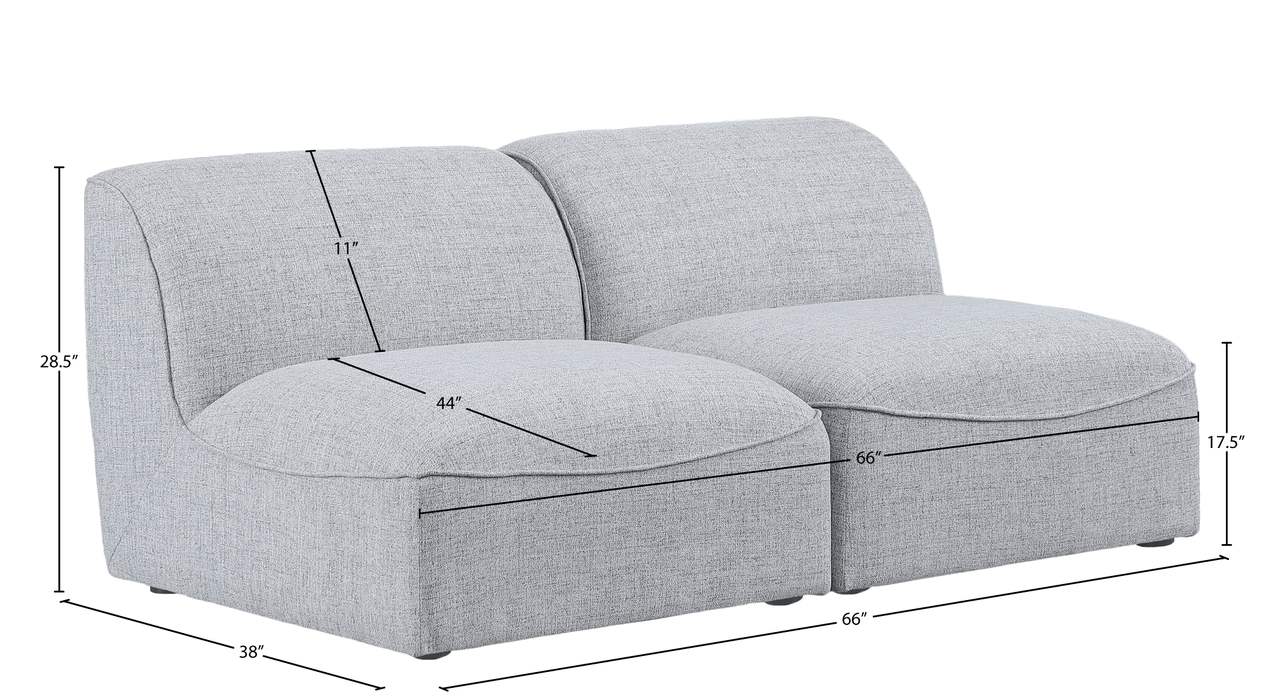 Meridian Furniture - Miramar 66" Grey Linen Textured Fabric Upholstered 2pc. Armless Loveseat - 683Grey-S66 - GreatFurnitureDeal