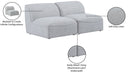 Meridian Furniture - Miramar 66" Grey Linen Textured Fabric Upholstered 2pc. Armless Loveseat - 683Grey-S66 - GreatFurnitureDeal