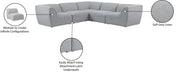 Meridian Furniture - Miramar 109" Grey Linen Textured Fabric Upholstered 5pc. Sectional - 683Grey-Sec5C - GreatFurnitureDeal