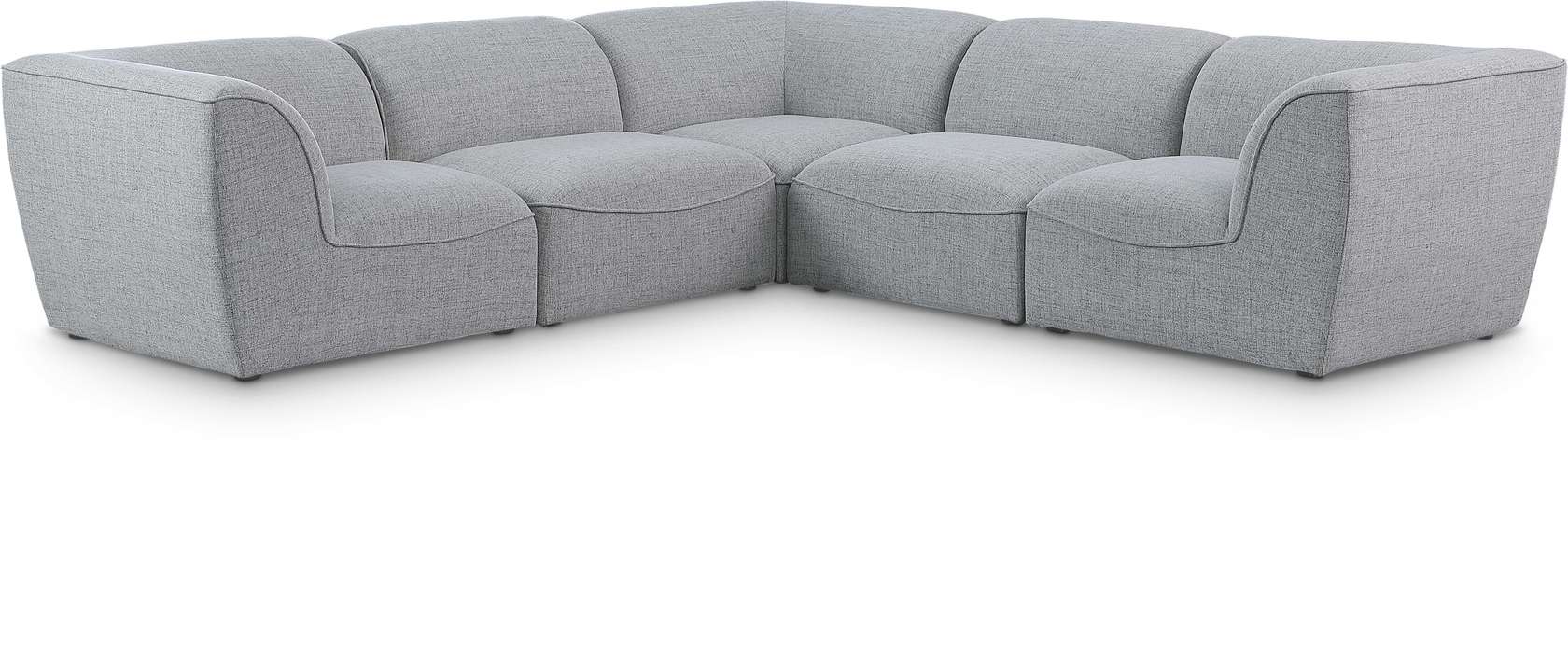 Meridian Furniture - Miramar 109" Grey Linen Textured Fabric Upholstered 5pc. Sectional - 683Grey-Sec5C - GreatFurnitureDeal