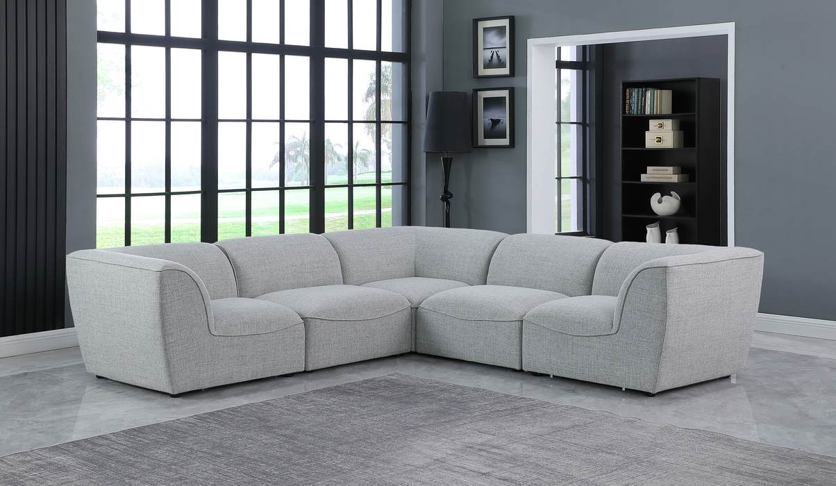 Meridian Furniture - Miramar 109" Grey Linen Textured Fabric Upholstered 5pc. Sectional - 683Grey-Sec5C - GreatFurnitureDeal