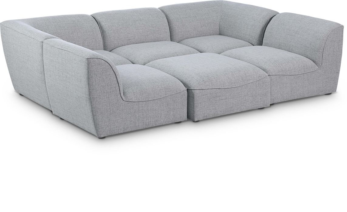 Meridian Furniture - Miramar 109" Grey Linen Textured Fabric Upholstered 6pc. Sectional - 683Grey-Sec6C - GreatFurnitureDeal
