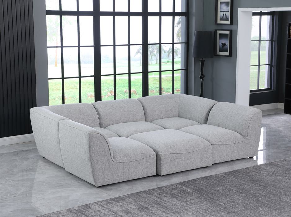 Meridian Furniture - Miramar 109" Grey Linen Textured Fabric Upholstered 6pc. Sectional - 683Grey-Sec6C - GreatFurnitureDeal