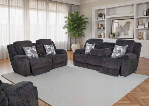 Franklin Furniture - 683 Heston Power Reclining Sofa w/ Power Headrest, Drop Down Table, Cupholders & USB in Frenzy Graphite - 68347-GRAPHITE - GreatFurnitureDeal