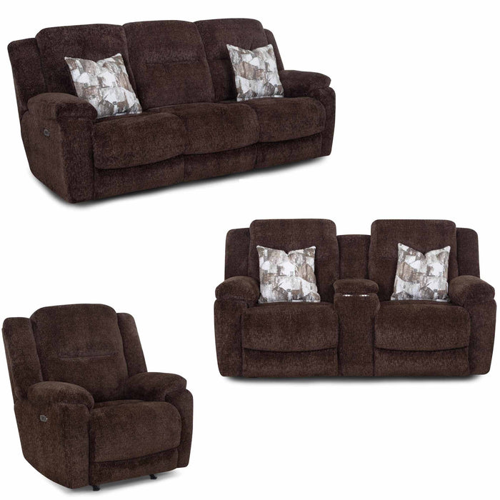 Franklin Furniture - 683 Heston 3 Piece Power Reclining Sofa Set in Frenzy Chocolate - 68347-68335-6583-CHO