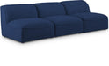 Meridian Furniture - Miramar 99" Navy Linen Textured Fabric Upholstered 3pc. Armless Sofa - 683Navy-S99 - GreatFurnitureDeal