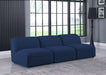 Meridian Furniture - Miramar 99" Navy Linen Textured Fabric Upholstered 3pc. Armless Sofa - 683Navy-S99 - GreatFurnitureDeal