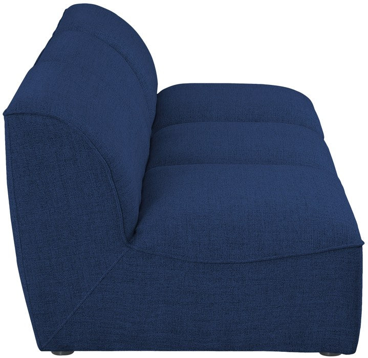 Meridian Furniture - Miramar 99" Navy Linen Textured Fabric Upholstered 3pc. Armless Sofa - 683Navy-S99 - GreatFurnitureDeal