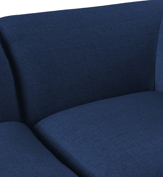 Meridian Furniture - Miramar 99" Navy Linen Textured Fabric Upholstered 3pc. Armless Sofa - 683Navy-S99 - GreatFurnitureDeal