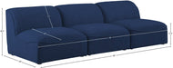 Meridian Furniture - Miramar 99" Navy Linen Textured Fabric Upholstered 3pc. Armless Sofa - 683Navy-S99 - GreatFurnitureDeal