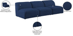 Meridian Furniture - Miramar 99" Navy Linen Textured Fabric Upholstered 3pc. Armless Sofa - 683Navy-S99 - GreatFurnitureDeal