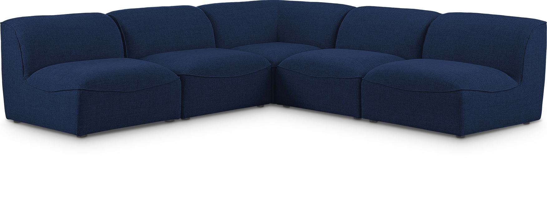 Meridian Furniture - Miramar 104" Navy Linen Textured Fabric Upholstered 5pc. Sectional - 683Navy-Sec5B - GreatFurnitureDeal