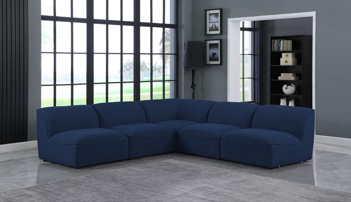 Meridian Furniture - Miramar 104" Navy Linen Textured Fabric Upholstered 5pc. Sectional - 683Navy-Sec5B - GreatFurnitureDeal