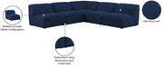 Meridian Furniture - Miramar 104" Navy Linen Textured Fabric Upholstered 5pc. Sectional - 683Navy-Sec5B - GreatFurnitureDeal