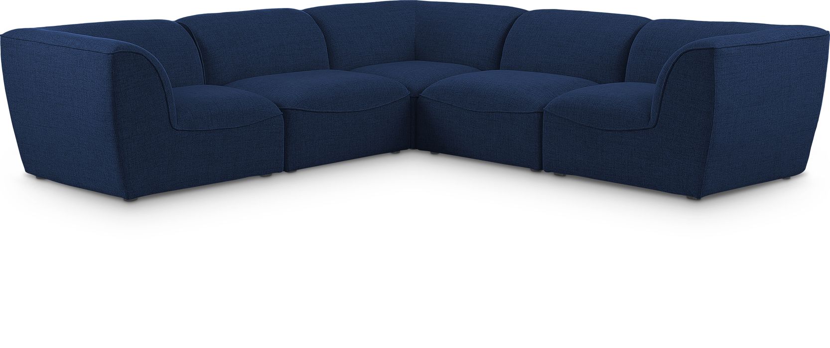 Meridian Furniture - Miramar 109" Navy Linen Textured Fabric Upholstered 5pc. Sectional - 683Navy-Sec5C - GreatFurnitureDeal
