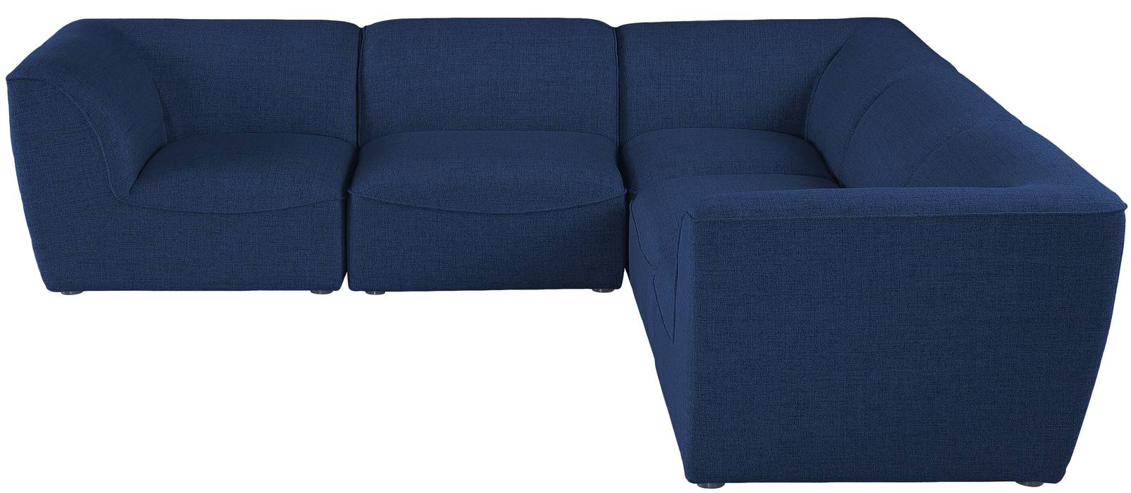 Meridian Furniture - Miramar 109" Navy Linen Textured Fabric Upholstered 5pc. Sectional - 683Navy-Sec5C - GreatFurnitureDeal