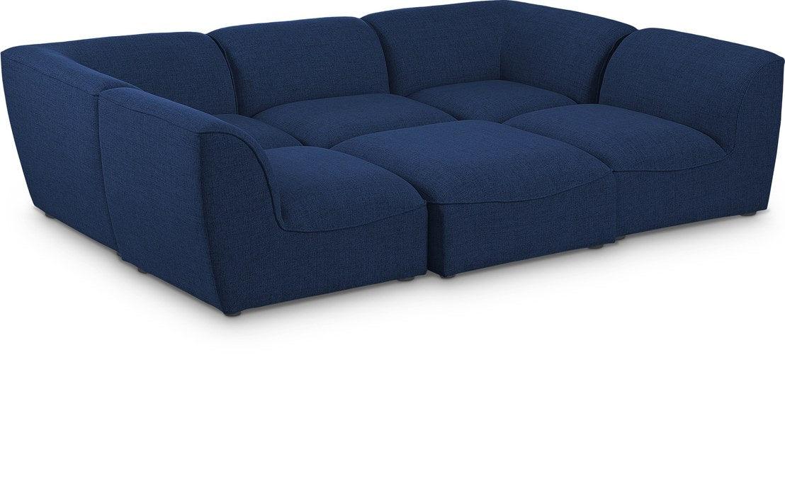 Meridian Furniture - Miramar 109" Navy Linen Textured Fabric Upholstered 6pc. Sectional - 683Navy-Sec6C - GreatFurnitureDeal