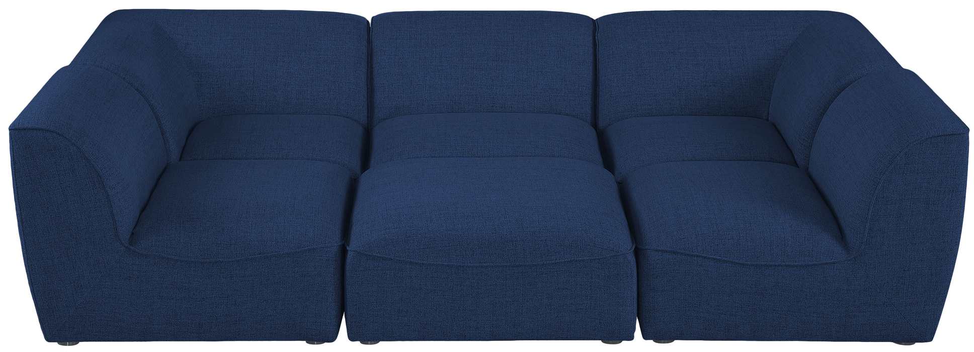 Meridian Furniture - Miramar 109" Navy Linen Textured Fabric Upholstered 6pc. Sectional - 683Navy-Sec6C - GreatFurnitureDeal