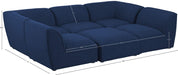 Meridian Furniture - Miramar 109" Navy Linen Textured Fabric Upholstered 6pc. Sectional - 683Navy-Sec6C - GreatFurnitureDeal