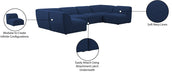 Meridian Furniture - Miramar 142" Navy Linen Textured Fabric Upholstered 6pc. Sectional - 683Navy-Sec6D - GreatFurnitureDeal