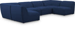 Meridian Furniture - Miramar 142" Navy Linen Textured Fabric Upholstered 6pc. Sectional - 683Navy-Sec6D - GreatFurnitureDeal