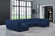 Meridian Furniture - Miramar 142" Navy Linen Textured Fabric Upholstered 6pc. Sectional - 683Navy-Sec6D - GreatFurnitureDeal