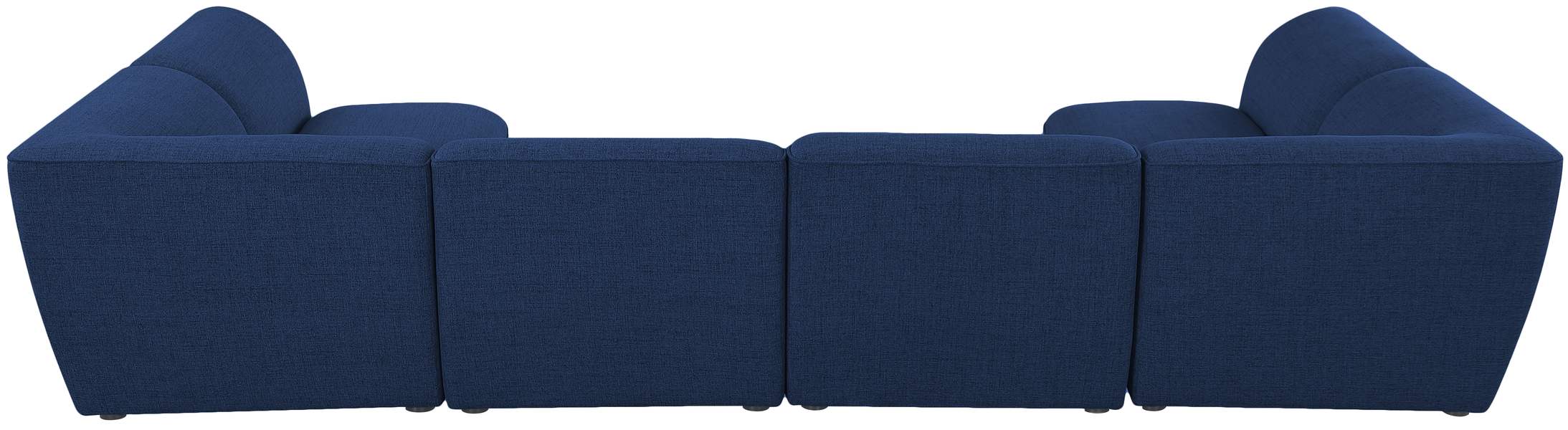 Meridian Furniture - Miramar 142" Navy Linen Textured Fabric Upholstered 6pc. Sectional - 683Navy-Sec6D - GreatFurnitureDeal