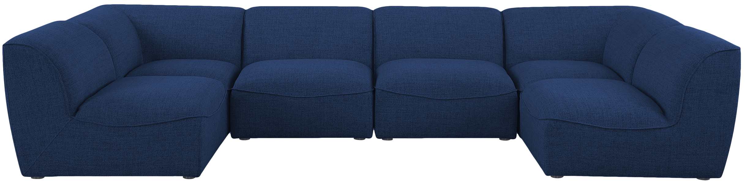 Meridian Furniture - Miramar 142" Navy Linen Textured Fabric Upholstered 6pc. Sectional - 683Navy-Sec6D - GreatFurnitureDeal