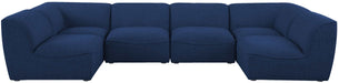 Meridian Furniture - Miramar 142" Navy Linen Textured Fabric Upholstered 6pc. Sectional - 683Navy-Sec6D - GreatFurnitureDeal