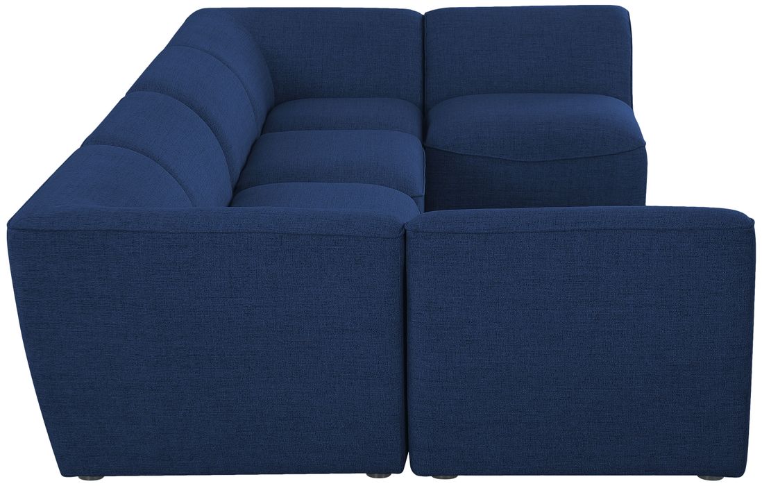 Meridian Furniture - Miramar 142" Navy Linen Textured Fabric Upholstered 6pc. Sectional - 683Navy-Sec6D - GreatFurnitureDeal