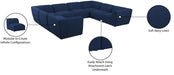 Meridian Furniture - Miramar 142" Navy Linen Textured Fabric Upholstered 8pc. Sectional - 683Navy-Sec8A - GreatFurnitureDeal