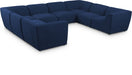 Meridian Furniture - Miramar 142" Navy Linen Textured Fabric Upholstered 8pc. Sectional - 683Navy-Sec8A - GreatFurnitureDeal
