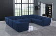 Meridian Furniture - Miramar 142" Navy Linen Textured Fabric Upholstered 8pc. Sectional - 683Navy-Sec8A - GreatFurnitureDeal