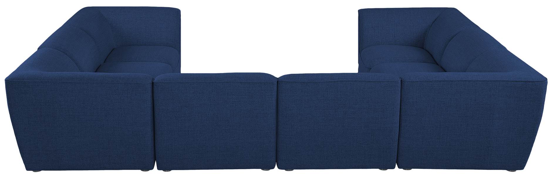Meridian Furniture - Miramar 142" Navy Linen Textured Fabric Upholstered 8pc. Sectional - 683Navy-Sec8A - GreatFurnitureDeal
