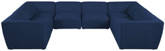 Meridian Furniture - Miramar 142" Navy Linen Textured Fabric Upholstered 8pc. Sectional - 683Navy-Sec8A - GreatFurnitureDeal