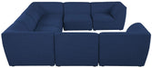 Meridian Furniture - Miramar 142" Navy Linen Textured Fabric Upholstered 8pc. Sectional - 683Navy-Sec8A - GreatFurnitureDeal