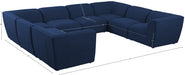 Meridian Furniture - Miramar 142" Navy Linen Textured Fabric Upholstered 8pc. Sectional - 683Navy-Sec8A - GreatFurnitureDeal