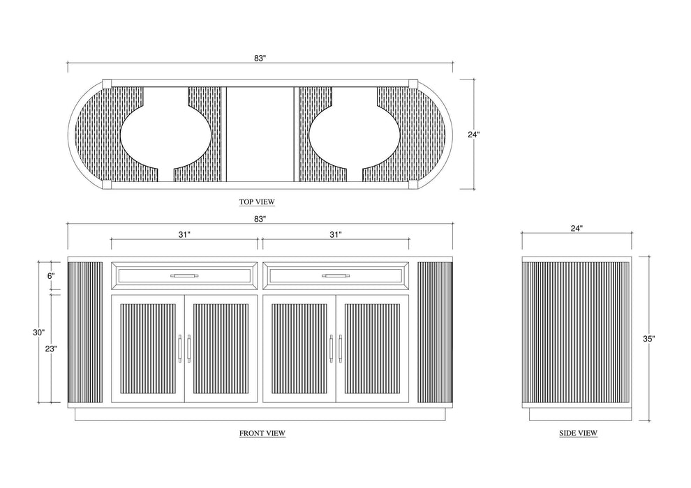 Bramble - Kraton Oval Double Vanity w/o Sink & Marble top - BR-68422 - GreatFurnitureDeal