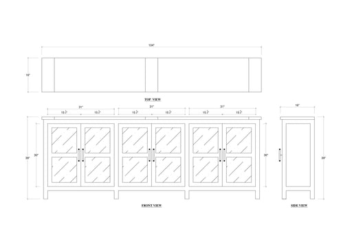 Bramble - Madrone 6 Door Sideboard w/ Glass Shelves w/ 3 LED - BR-68491 - GreatFurnitureDeal