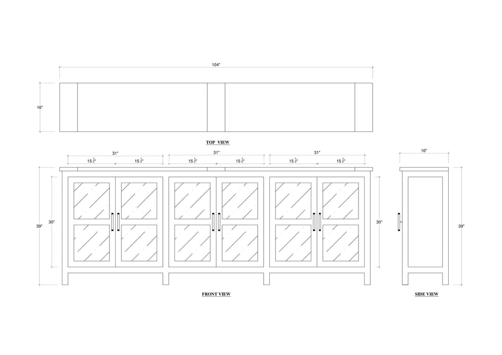 Bramble - Madrone 6 Door Sideboard w/ Glass Shelves w/ 3 LED - BR-68491 - GreatFurnitureDeal