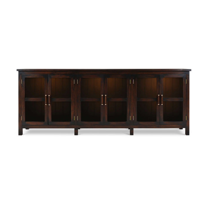 Bramble - Madrone 6 Door Sideboard w/ Glass Shelves w/ 3 LED - BR-68491 - GreatFurnitureDeal