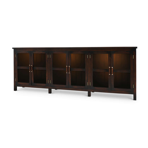 Bramble - Madrone 6 Door Sideboard w/ Glass Shelves w/ 3 LED - BR-68491 - GreatFurnitureDeal