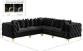 Meridian Furniture - Tremblay 109" Black Velvet Upholstered 5pc. Sectional - 686Black-Sec5C - GreatFurnitureDeal