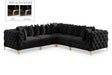 Meridian Furniture - Tremblay 109" Black Velvet Upholstered 5pc. Sectional - 686Black-Sec5C - GreatFurnitureDeal