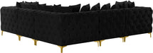 Meridian Furniture - Tremblay 109" Black Velvet Upholstered 5pc. Sectional - 686Black-Sec5C - GreatFurnitureDeal